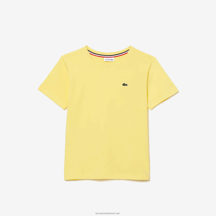 Lacoste T-shirt van katoenen jersey met ronde hals 0828H3132 geel 107 kinderen