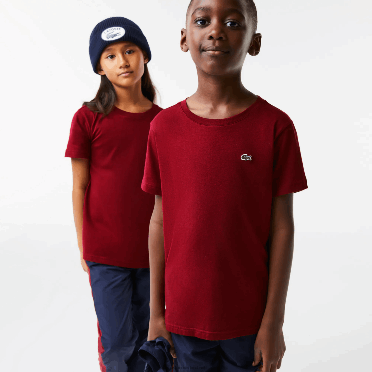 Lacoste T-shirt van katoenen jersey met ronde hals 0828H3165 bordeaux ja kinderen