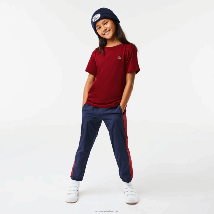 Lacoste T-shirt van katoenen jersey met ronde hals 0828H3165 bordeaux ja kinderen
