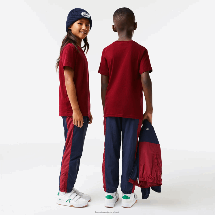 Lacoste T-shirt van katoenen jersey met ronde hals 0828H3165 bordeaux ja kinderen