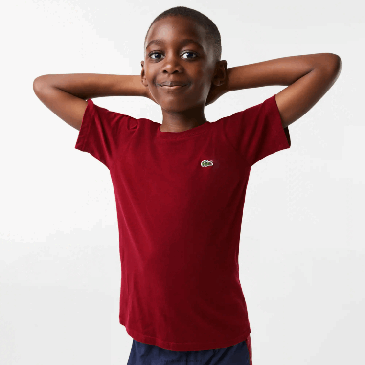 Lacoste T-shirt van katoenen jersey met ronde hals 0828H3165 bordeaux ja kinderen