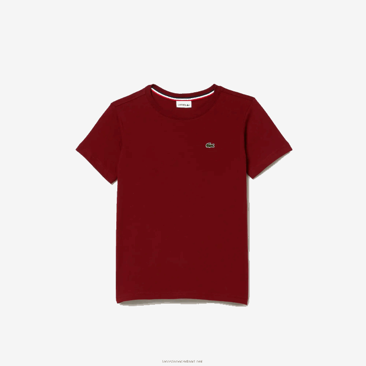 Lacoste T-shirt van katoenen jersey met ronde hals 0828H3165 bordeaux ja kinderen