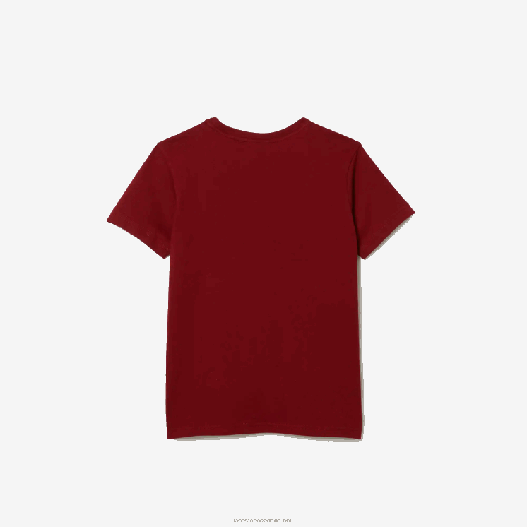Lacoste T-shirt van katoenen jersey met ronde hals 0828H3165 bordeaux ja kinderen