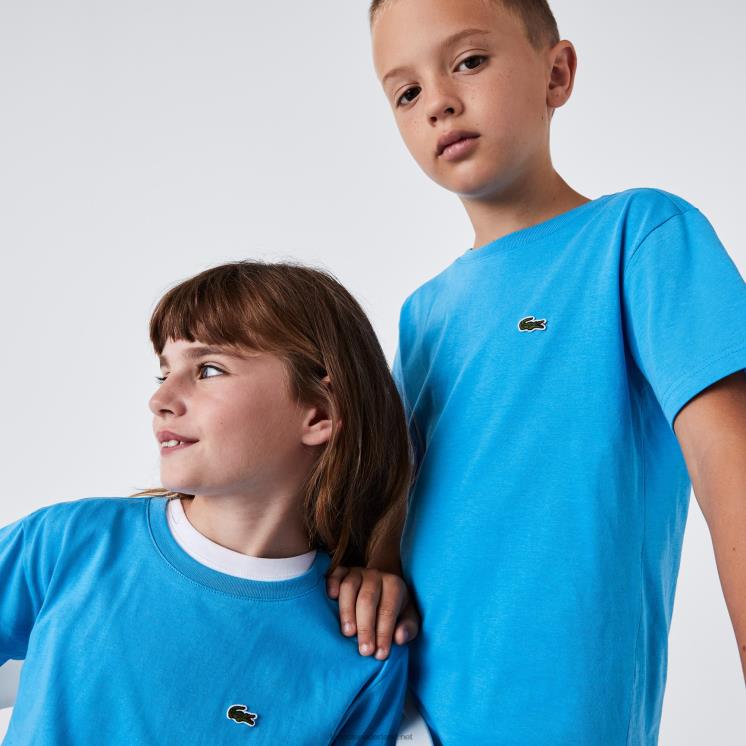 Lacoste T-shirt van katoenen jersey met ronde hals 0828H3166 blauw 4xa kinderen