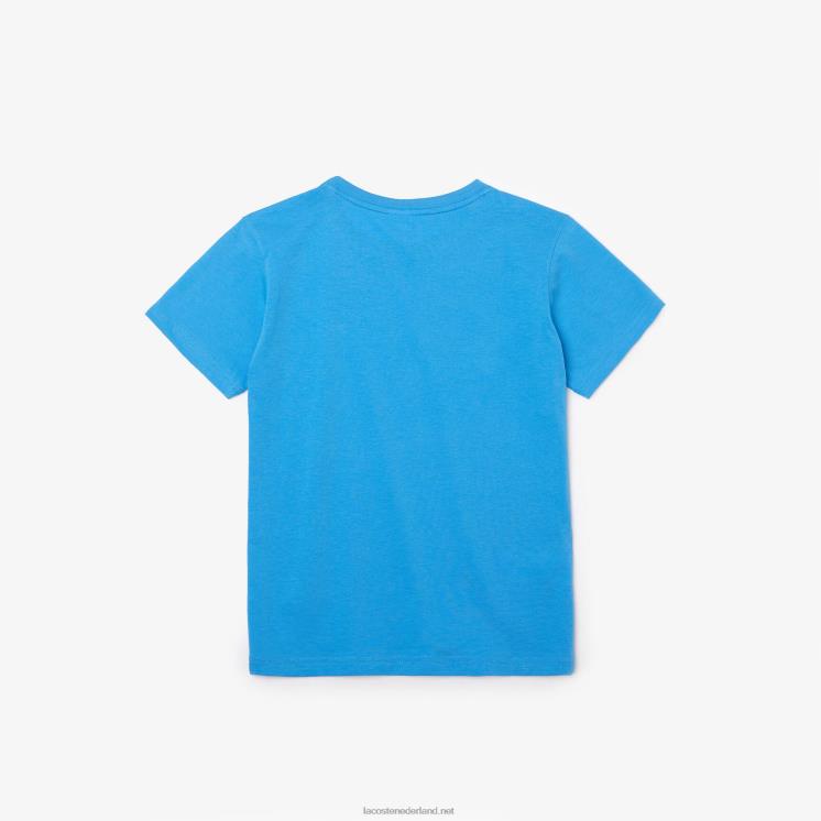 Lacoste T-shirt van katoenen jersey met ronde hals 0828H3166 blauw 4xa kinderen
