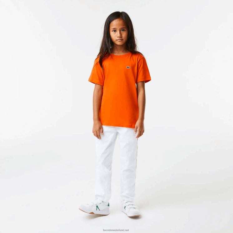 Lacoste T-shirt van katoenen jersey met ronde hals 0828H3177 oranje z4d kinderen