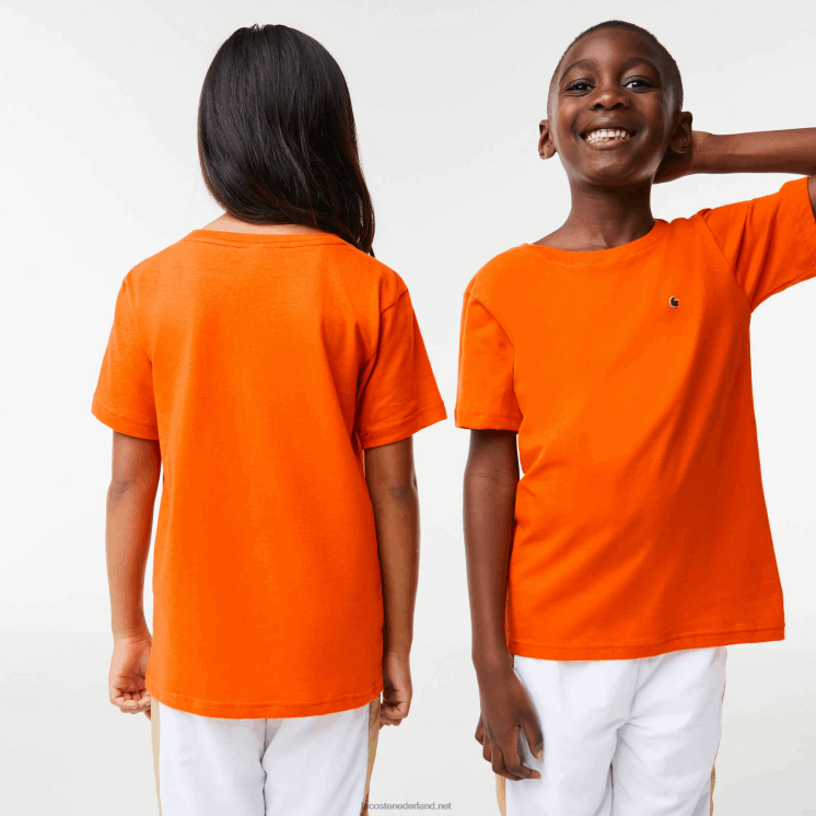 Lacoste T-shirt van katoenen jersey met ronde hals 0828H3177 oranje z4d kinderen
