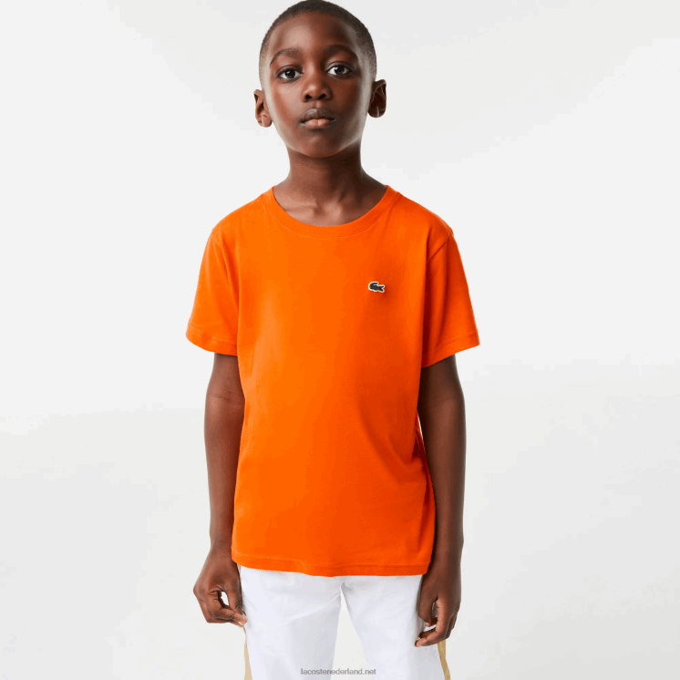 Lacoste T-shirt van katoenen jersey met ronde hals 0828H3177 oranje z4d kinderen