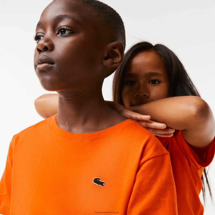Lacoste T-shirt van katoenen jersey met ronde hals 0828H3177 oranje z4d kinderen