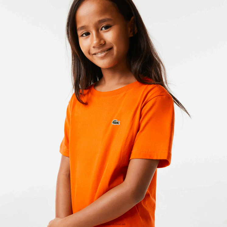 Lacoste T-shirt van katoenen jersey met ronde hals 0828H3177 oranje z4d kinderen
