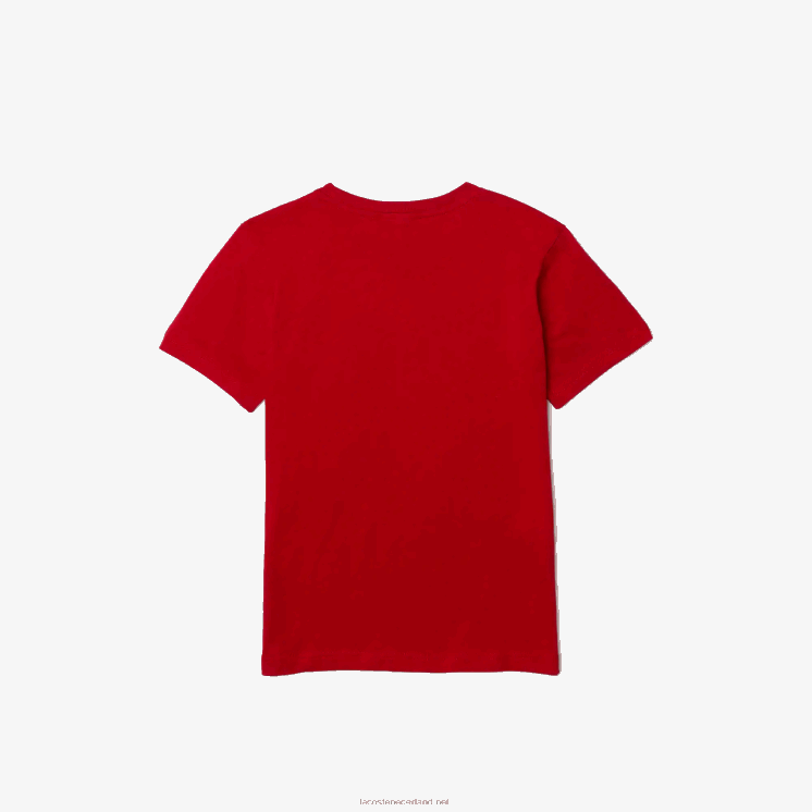 Lacoste T-shirt van katoenen jersey met ronde hals 0828H3178 rode kip kinderen