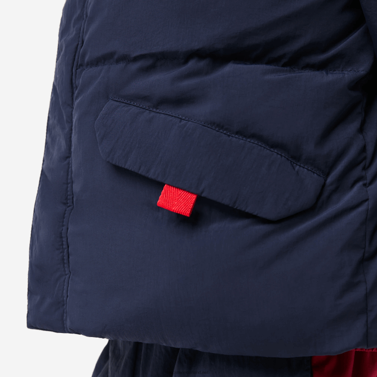 Lacoste Tafzijde jack met krokodillenborduurwerk en capuchon 0828H3221 marineblauw rood 7st kinderen