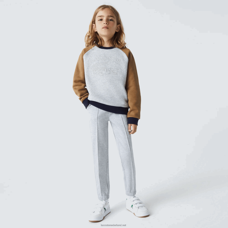 Lacoste chino van stretchkatoen met elastische taille 0828H3275 grijze chine ca jongens