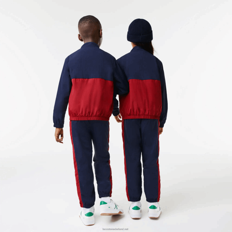 Lacoste colbert met hoge hals en colorblock 0828H3219 marineblauw bordeaux lub kinderen