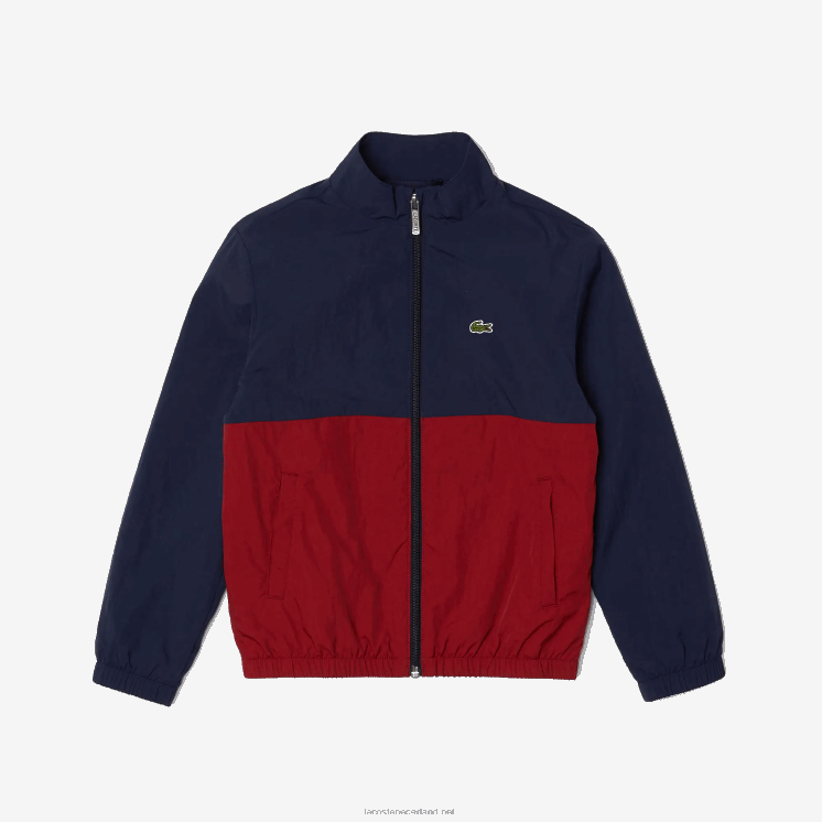 Lacoste colbert met hoge hals en colorblock 0828H3219 marineblauw bordeaux lub kinderen