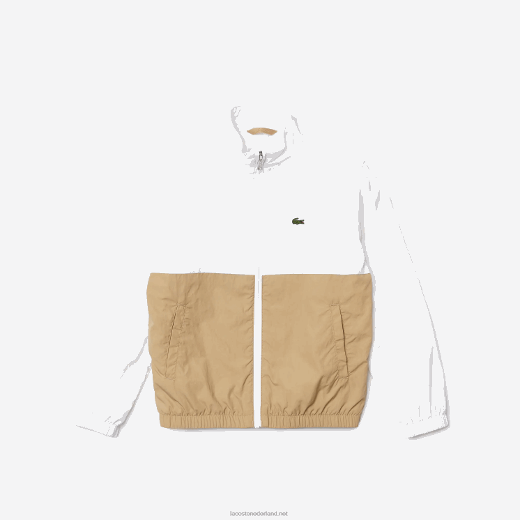 Lacoste colbert met hoge hals en colorblock 0828H3220 witbeige wn5 kinderen