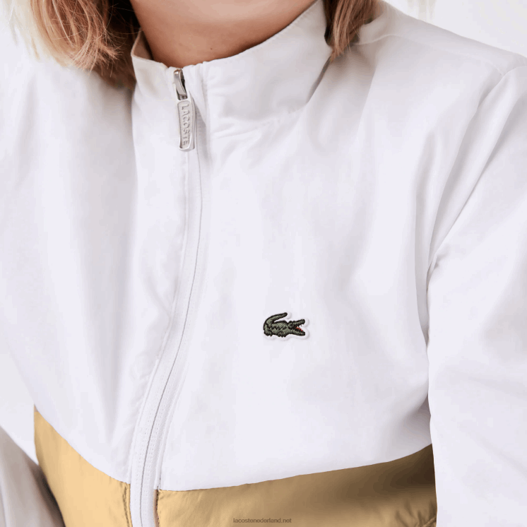 Lacoste colbert met hoge hals en colorblock 0828H3220 witbeige wn5 kinderen