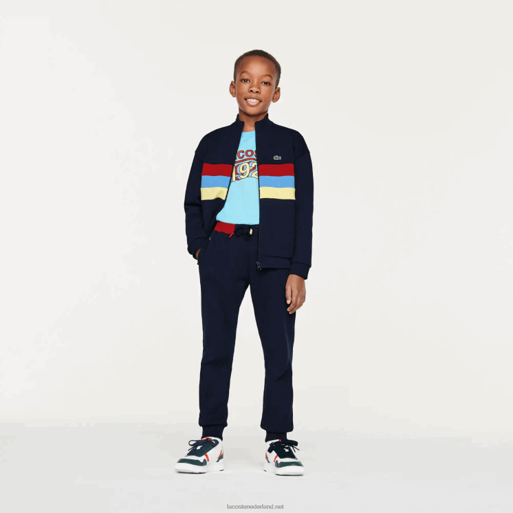 Lacoste gekleurde fleece joggingbroek met tailleband 0828H3266 marineblauw 166 kinderen