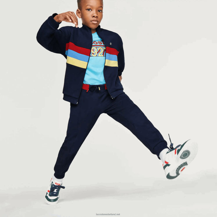 Lacoste gekleurde fleece joggingbroek met tailleband 0828H3266 marineblauw 166 kinderen