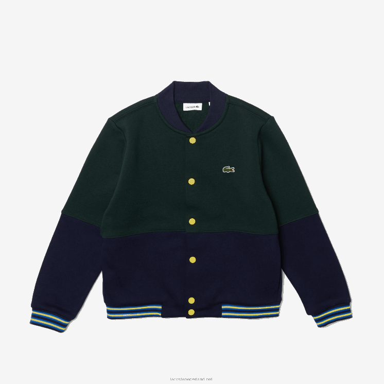 Lacoste gestreept varsityjack van biologisch katoen 0828H3247 marineblauw groen 7qk jongens