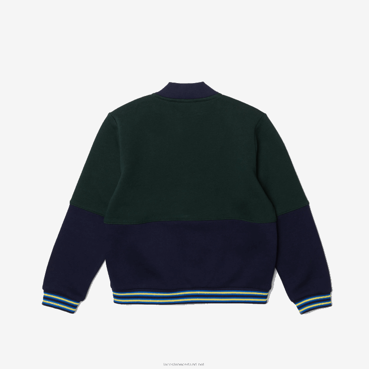 Lacoste gestreept varsityjack van biologisch katoen 0828H3247 marineblauw groen 7qk jongens