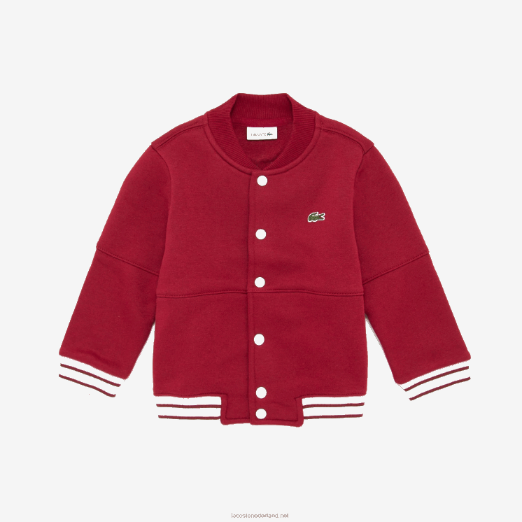Lacoste gestreept varsityjack van biologisch katoen 0828H3248 bordeaux roze 9e1 jongens