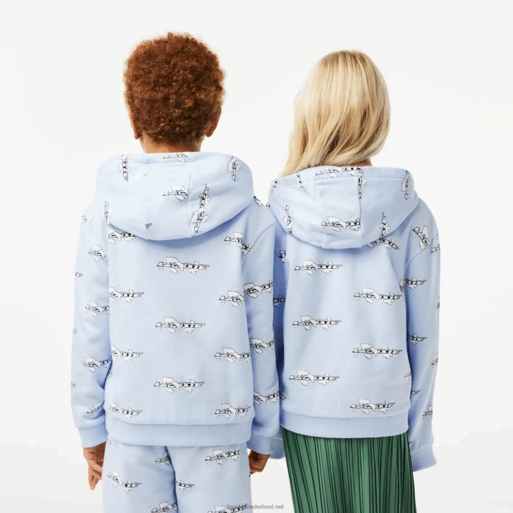 Lacoste hoodie van biologisch katoen met ritssluiting 0828H3063 lichtblauw t01 kinderen