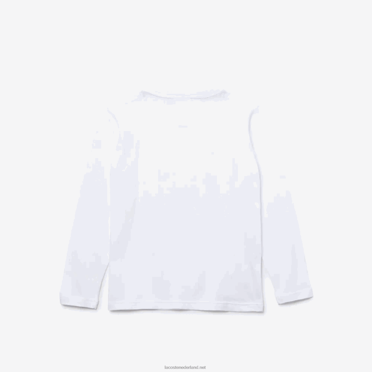 Lacoste jersey t-shirt met ronde hals 0828H3140 wit 001 kinderen