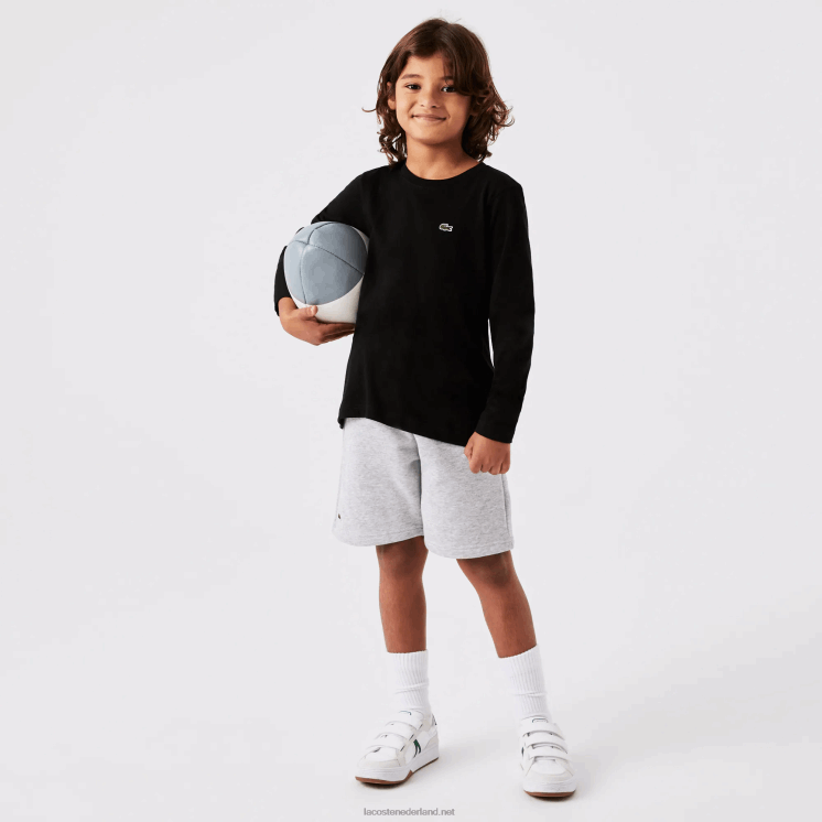 Lacoste jersey t-shirt met ronde hals 0828H3141 zwart 031 kinderen