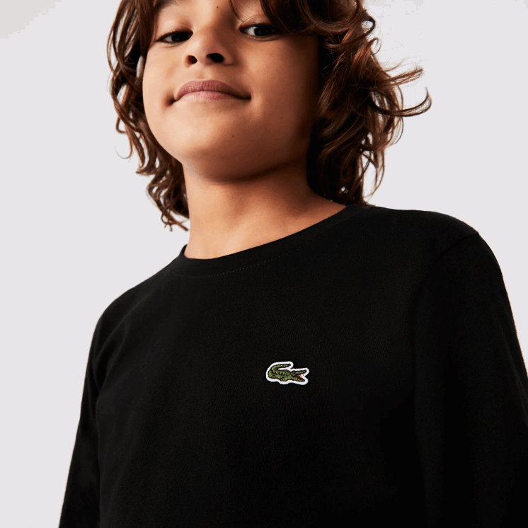 Lacoste jersey t-shirt met ronde hals 0828H3141 zwart 031 kinderen