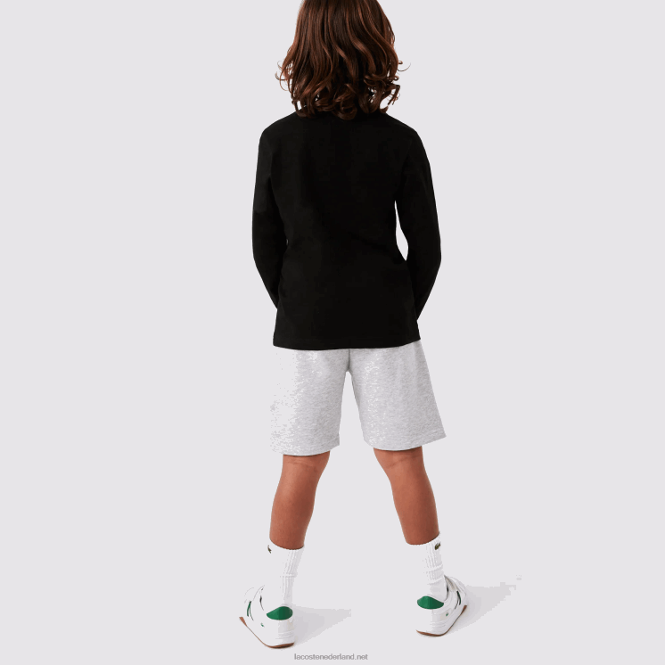 Lacoste jersey t-shirt met ronde hals 0828H3141 zwart 031 kinderen