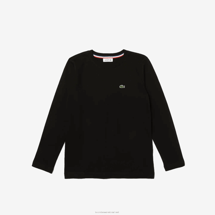Lacoste jersey t-shirt met ronde hals 0828H3141 zwart 031 kinderen