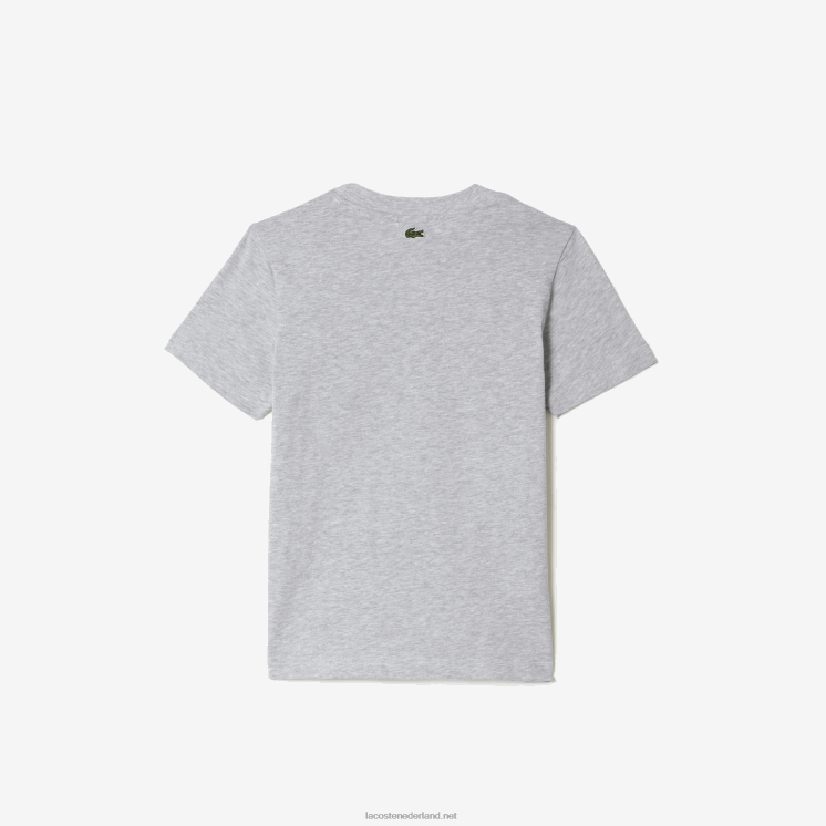 Lacoste katoenen jersey T-shirt met contrasterende print 0828H3041 grijze chine ca kinderen