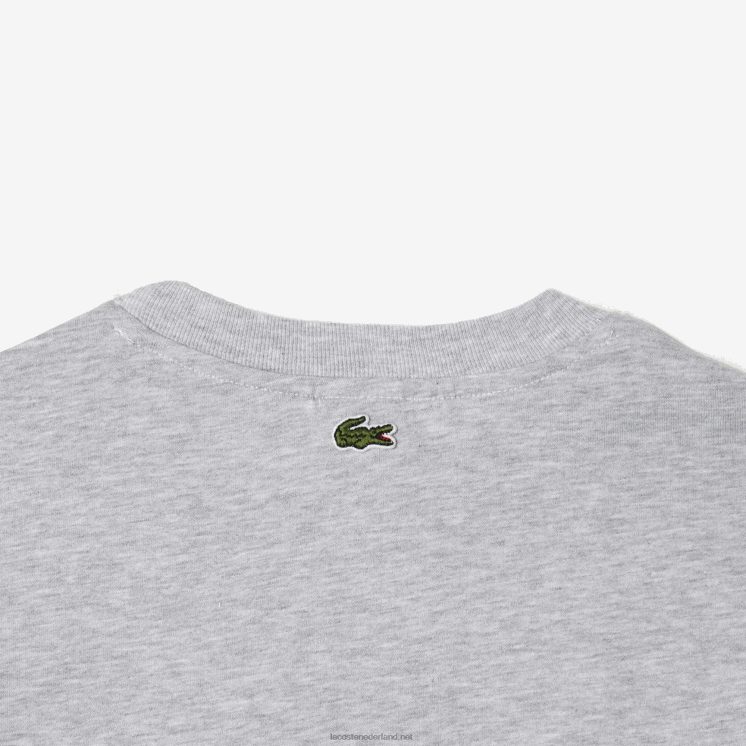 Lacoste katoenen jersey T-shirt met contrasterende print 0828H3041 grijze chine ca kinderen