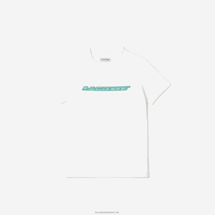 Lacoste katoenen jersey t-shirt met contrastmarkering 0828H3014 wit 001 kinderen