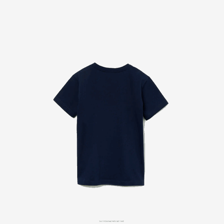 Lacoste katoenen t-shirt met v-hals 0828H3128 marineblauw 166 kinderen