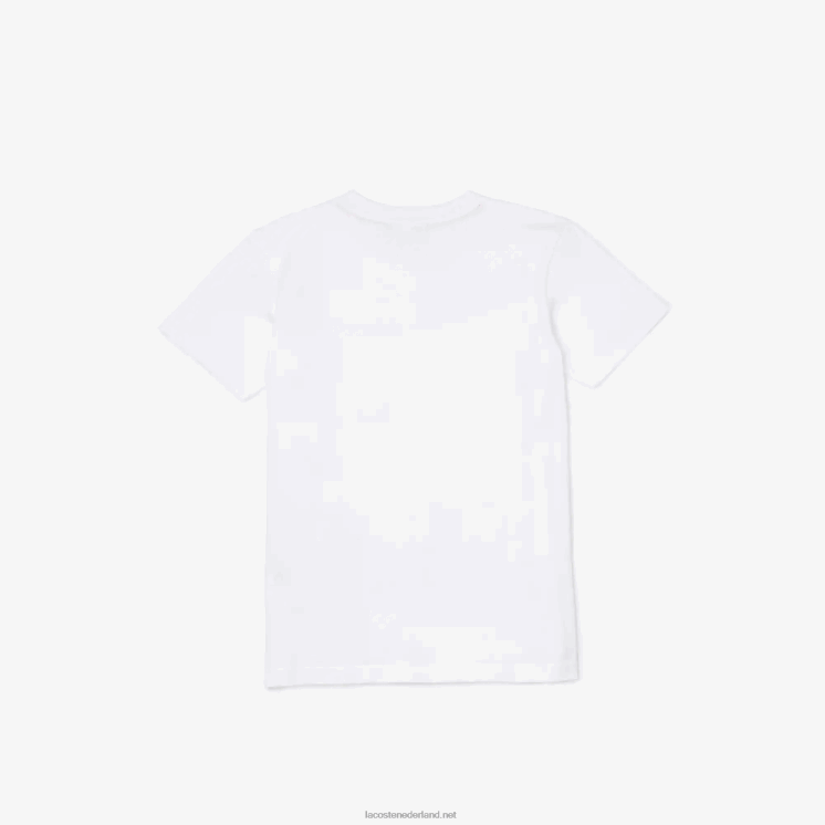 Lacoste katoenen t-shirt met v-hals 0828H3129 wit 001 kinderen