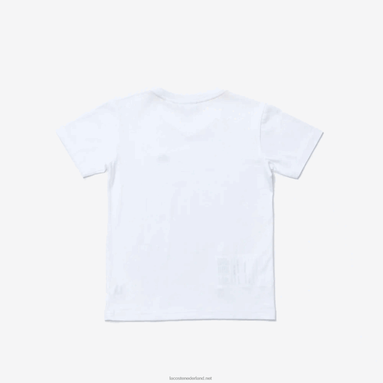 Lacoste katoenen t-shirt met v-hals 0828H3129 wit 001 kinderen
