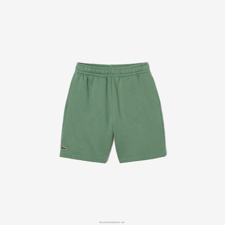 Lacoste korte broek van biologisch geborsteld katoenfleece 0828H3098 kaki groen kx5 kinderen
