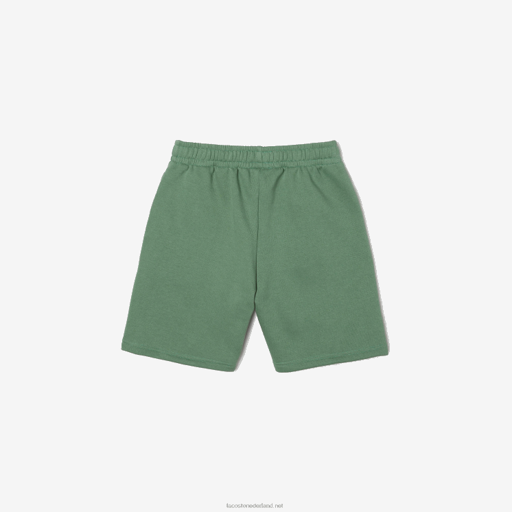 Lacoste korte broek van biologisch geborsteld katoenfleece 0828H3098 kaki groen kx5 kinderen