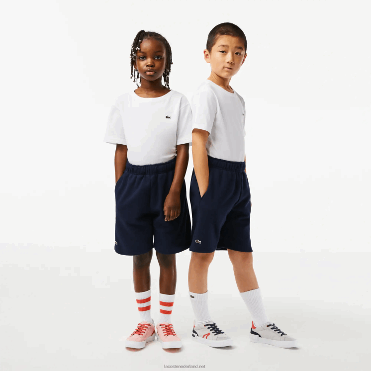 Lacoste korte broek van biologisch geborsteld katoenfleece 0828H3100 marineblauw 166 kinderen