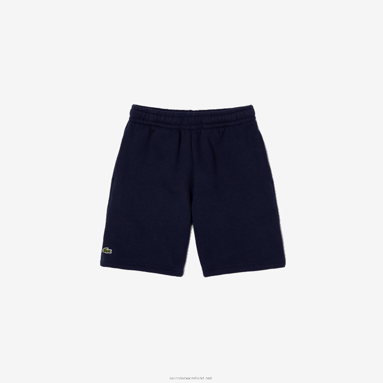 Lacoste korte broek van biologisch geborsteld katoenfleece 0828H3100 marineblauw 166 kinderen