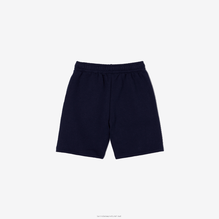 Lacoste korte broek van biologisch geborsteld katoenfleece 0828H3100 marineblauw 166 kinderen