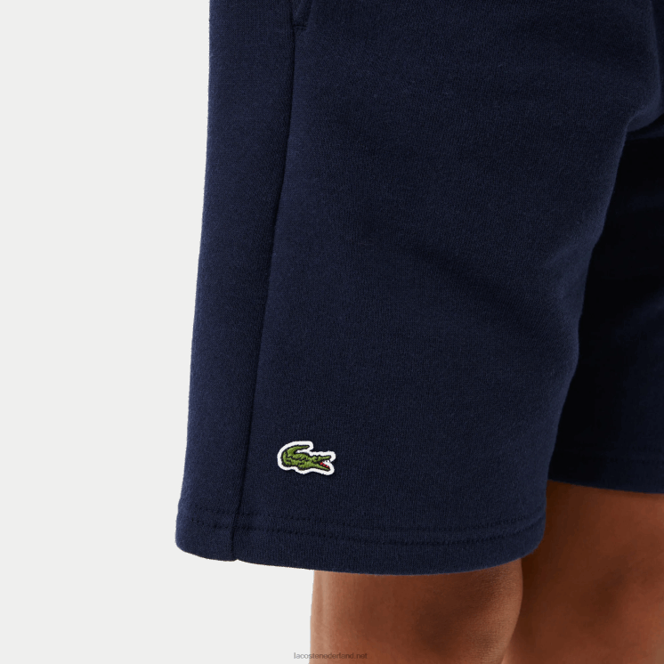 Lacoste korte broek van biologisch geborsteld katoenfleece 0828H3100 marineblauw 166 kinderen