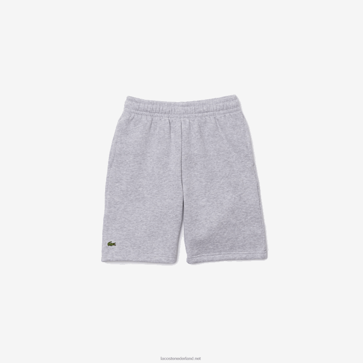 Lacoste korte broek van biologisch geborsteld katoenfleece 0828H3101 grijze chine ca kinderen
