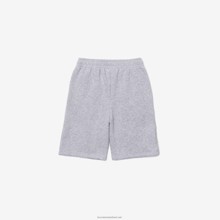 Lacoste korte broek van biologisch geborsteld katoenfleece 0828H3101 grijze chine ca kinderen