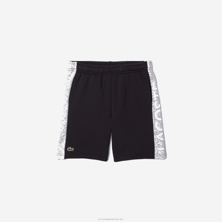 Lacoste korte broek van biologisch katoen met kleurstrepen 0828H3089 marineblauw grijs chine e6a kinderen