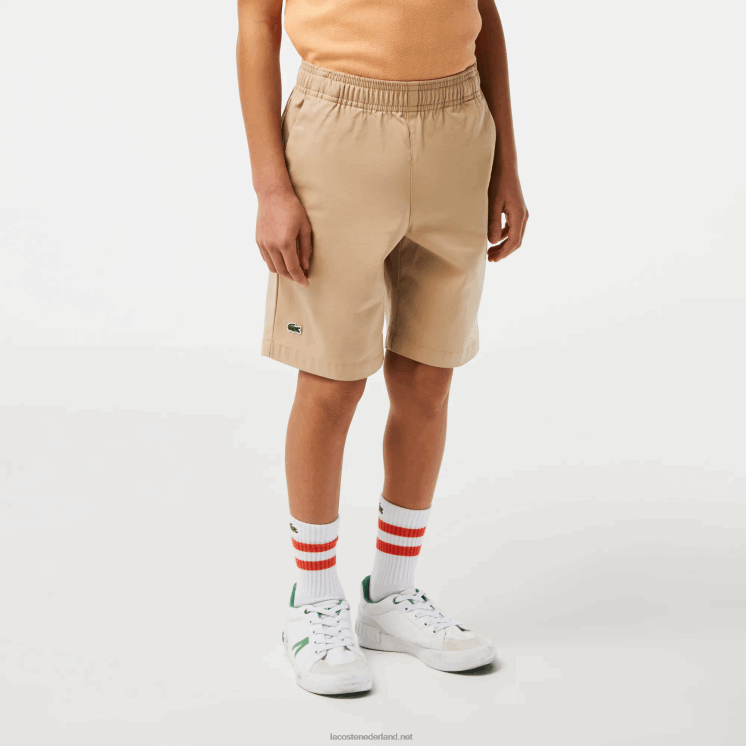 Lacoste lichtgewicht katoenen gabardine bermudashort 0828H3107 beige wu7 jongens