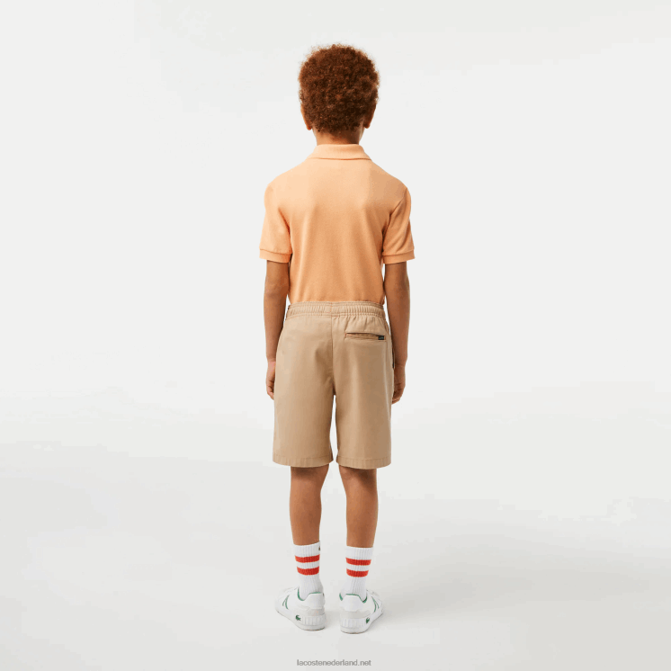 Lacoste lichtgewicht katoenen gabardine bermudashort 0828H3107 beige wu7 jongens