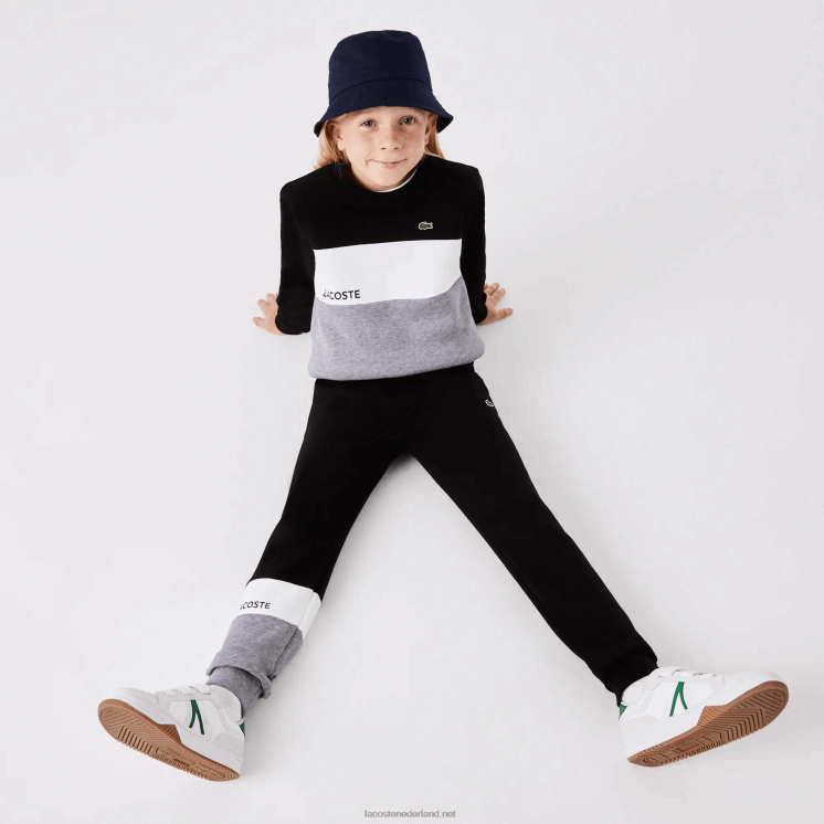Lacoste merk trainingsbroek 0828H3214 zwart wit grijs chine nua kinderen